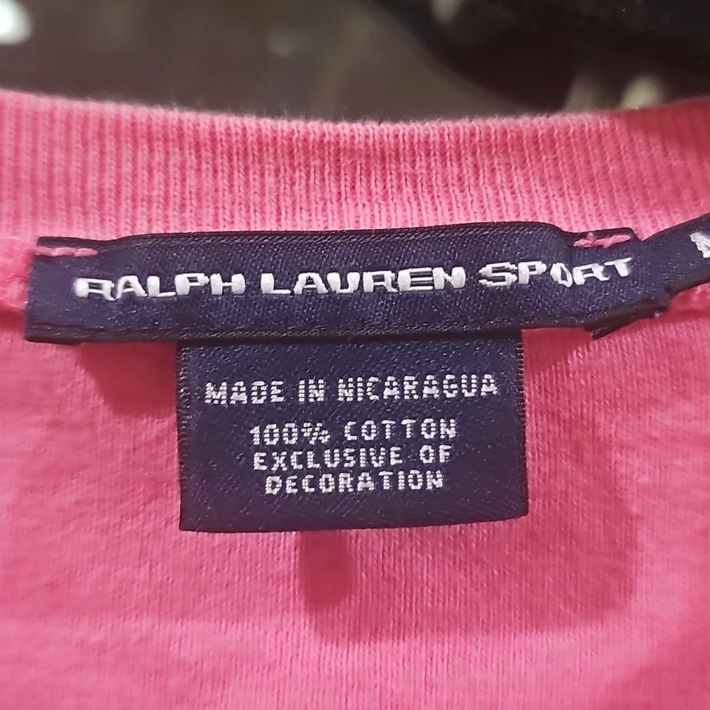 Ralph Lauren Sports Classic Jersey Logo Tee Shirt Pink Size Medium